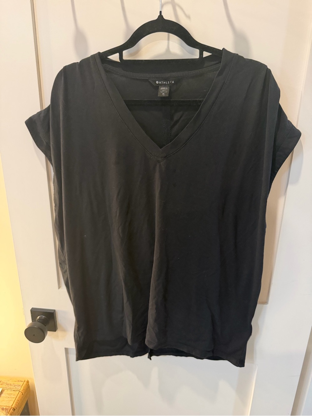Athleta Black V-Neck Short Sleeve Tee
